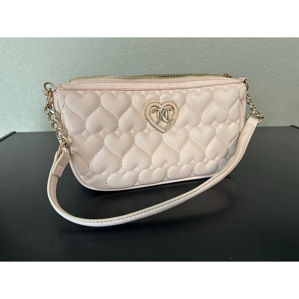 Juicy Couture Pink Quilted Shoulder Bag Logo Chain Gold Hardware Preppy Clueless - Picture 3 of 10